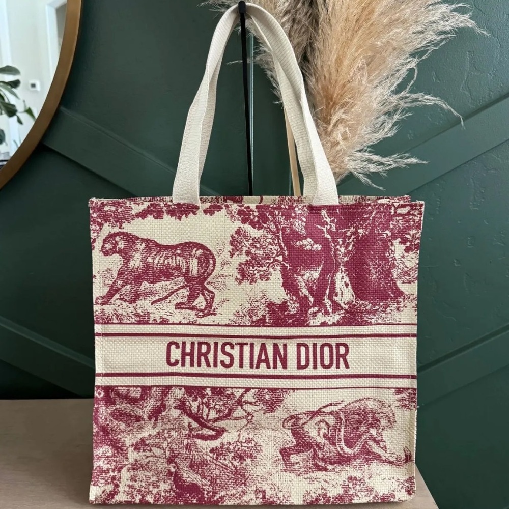 Dior Tote Bag in Burgundy and Cream